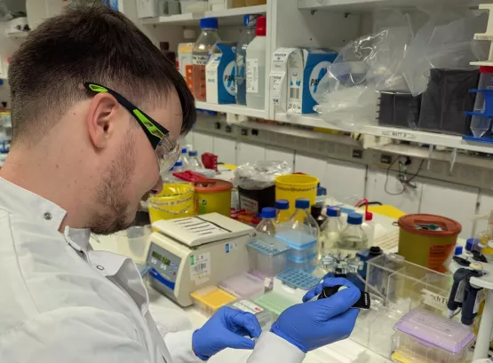 Matt beech working in the lab