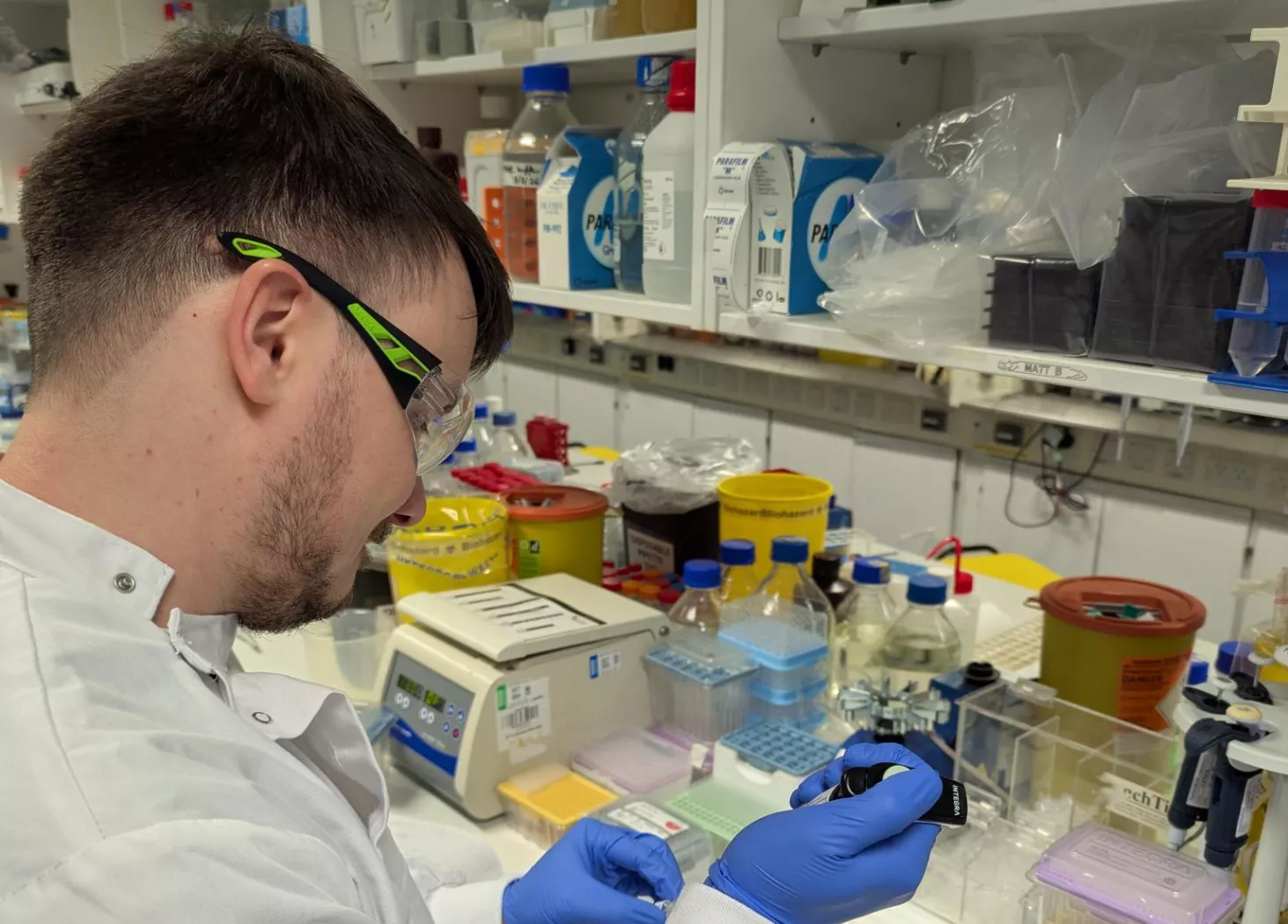 Matt beech working in the lab
